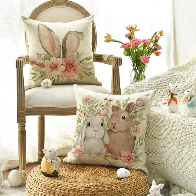 Easter Rabbit Floral Cushion Set (4-Pack) best